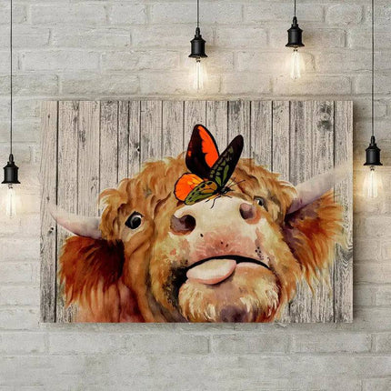 Butterfly Cow Wall Poster