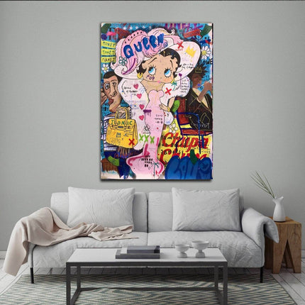 Cartoon Chic - Animated Betty Boop Grafitti Playful Poster Wall Poster