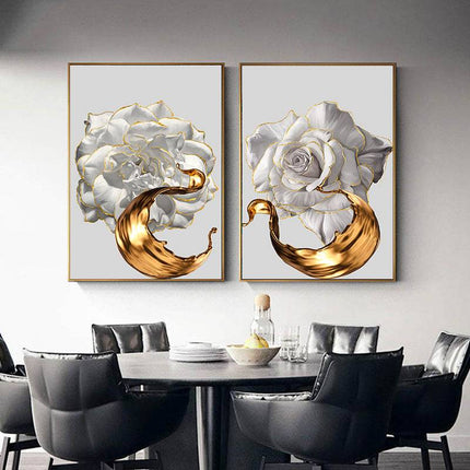 Chic Golden Bloom Canvas Print - Abstract & Artistic Wall Art for Your Home