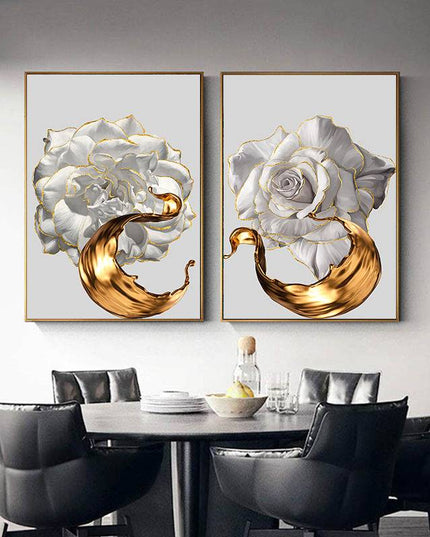 Chic Golden Bloom Canvas Print - Abstract & Artistic Wall Art for Your Home