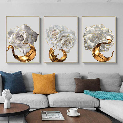 Chic Golden Bloom Canvas Print - Abstract & Artistic Wall Art for Your Home