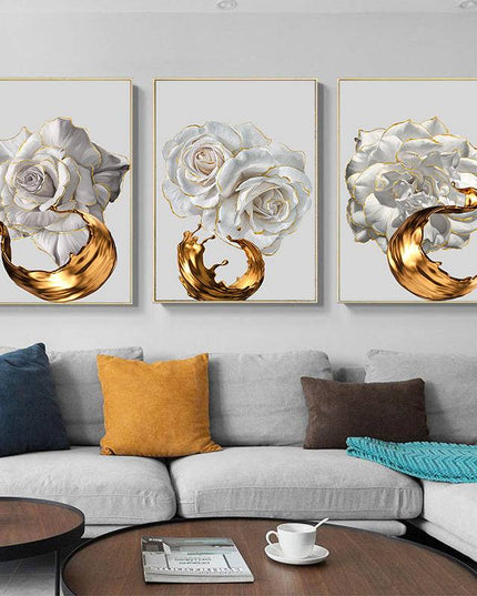 Chic Golden Bloom Canvas Print - Abstract & Artistic Wall Art for Your Home