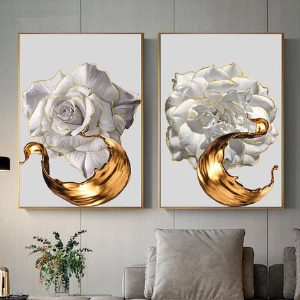 Chic Golden Bloom Canvas Print - Abstract & Artistic Wall Art for Your Home