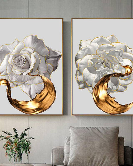 Chic Golden Bloom Canvas Print - Abstract & Artistic Wall Art for Your Home