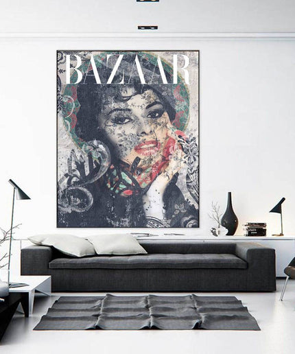Chic and Bold with the Bazaar Cover Graffiti Canvas Decor Poster Wall Poster
