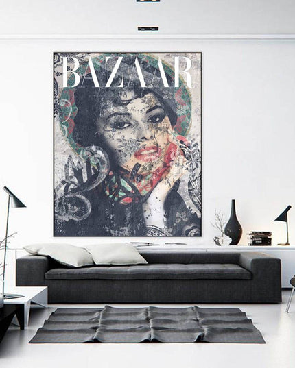Chic and Bold with the Bazaar Cover Graffiti Canvas Decor Poster Wall Poster
