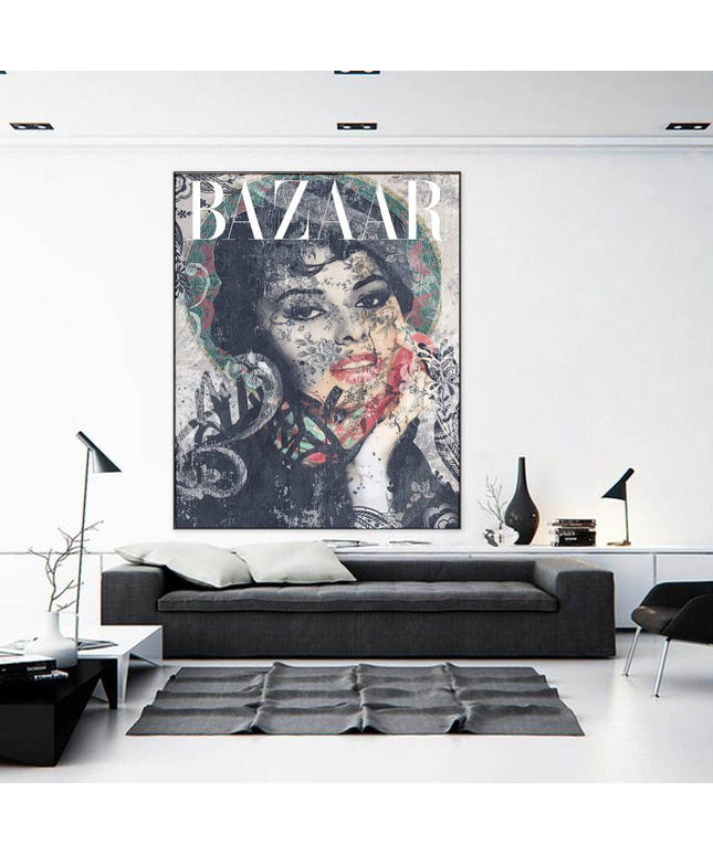 Chic and Bold with the Bazaar Cover Graffiti Canvas Decor Poster Wall Poster