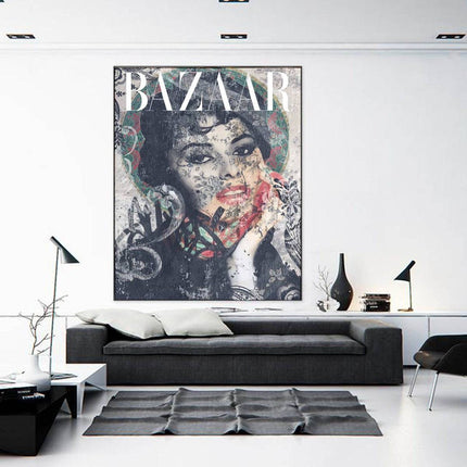 Chic and Bold with the Bazaar Cover Graffiti Canvas Decor Poster Wall Poster