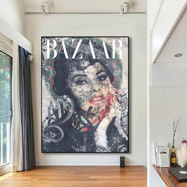 Chic and Bold with the Bazaar Cover Graffiti Canvas Decor Poster Wall Poster
