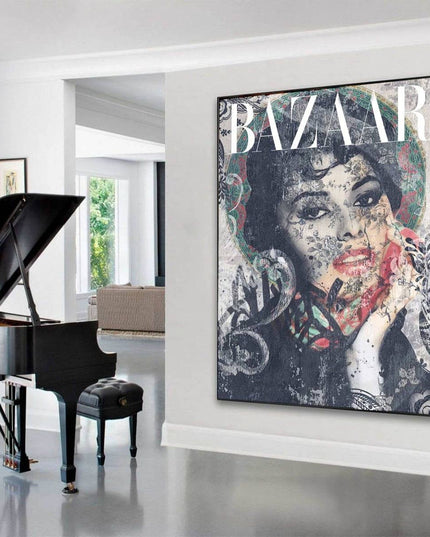 Chic and Bold with the Bazaar Cover Graffiti Canvas Decor Poster Wall Poster