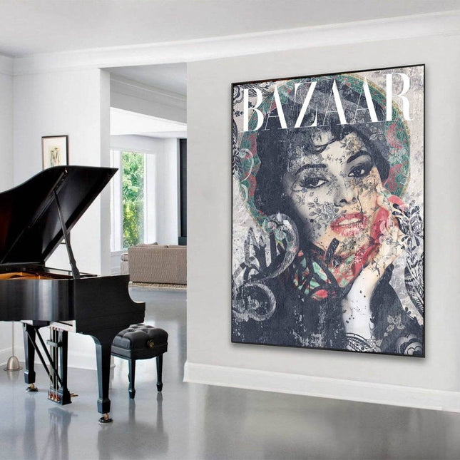 Chic and Bold with the Bazaar Cover Graffiti Canvas Decor Poster Wall Poster