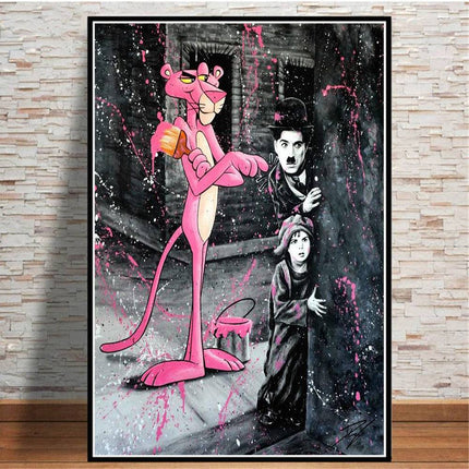 Classic Comedy Mashup: Chaplin and The Pink Panther Print Wall Poster