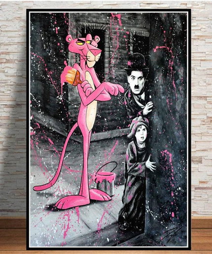 Classic Comedy Mashup: Chaplin and The Pink Panther Print Wall Poster