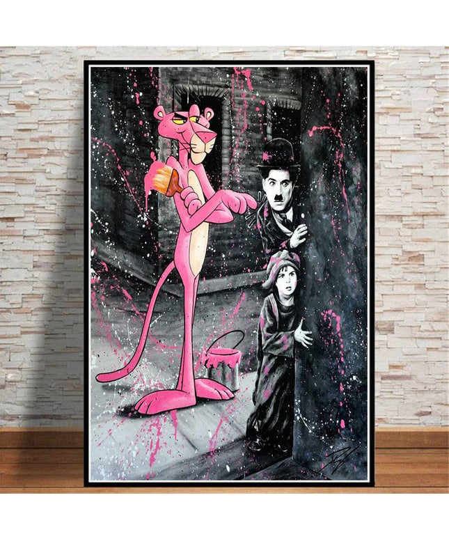 Classic Comedy Mashup: Chaplin and The Pink Panther Print Wall Poster