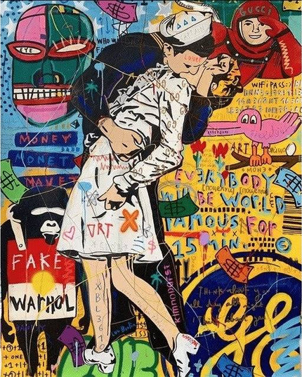 Colorful Funny Graffiti Wall Art - Artistic & Colorful Canvas Print