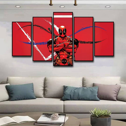 Deadpool's Anime Adventure: 5 Panels Canvas Poster 