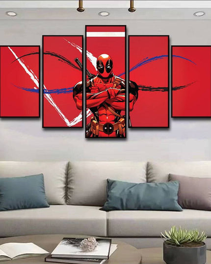 Deadpool's Anime Adventure: 5 Panels Canvas Poster 