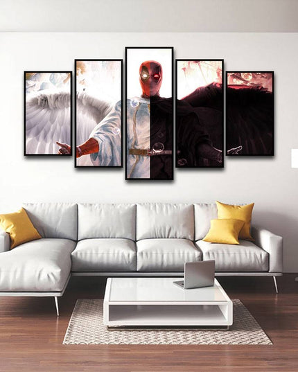 Deadpool's Anime Adventure: 5 Panels Canvas Poster 