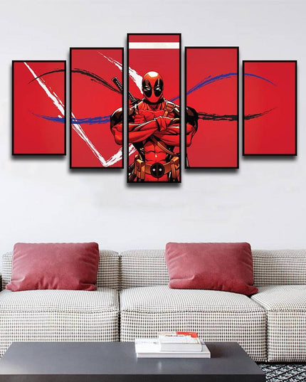 Deadpool's Anime Adventure: 5 Panels Canvas Poster 