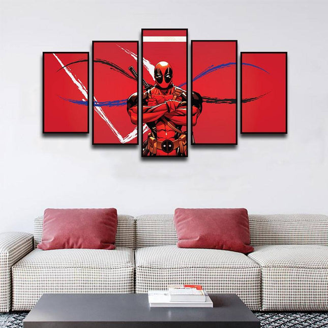 Deadpool's Anime Adventure: 5 Panels Canvas Poster 