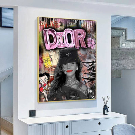 Dior Graffiti Wall Art - Chic & Stylish Canvas Print