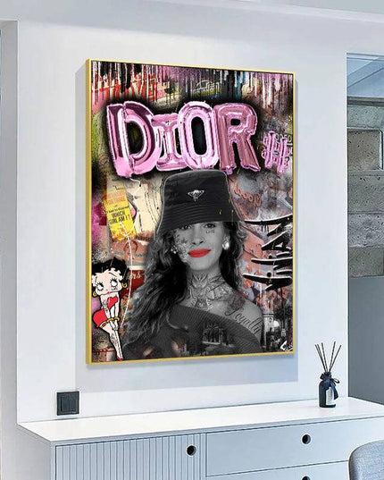 Dior Graffiti Wall Art - Chic & Stylish Canvas Print