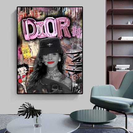 Dior Graffiti Wall Art - Chic & Stylish Canvas Print