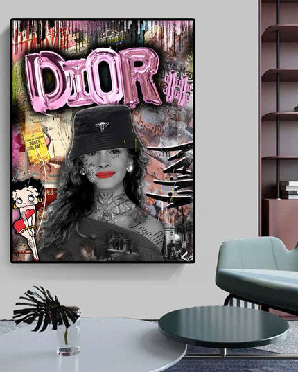 Dior Graffiti Wall Art - Chic & Stylish Canvas Print