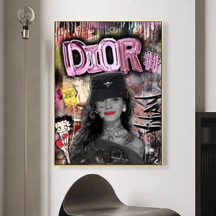 Dior Graffiti Wall Art - Chic & Stylish Canvas Print