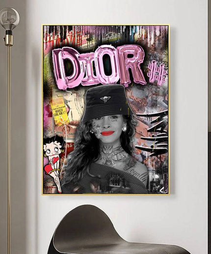Dior Graffiti Wall Art - Chic & Stylish Canvas Print
