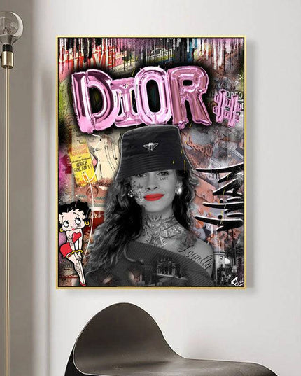 Dior Graffiti Wall Art - Chic & Stylish Canvas Print