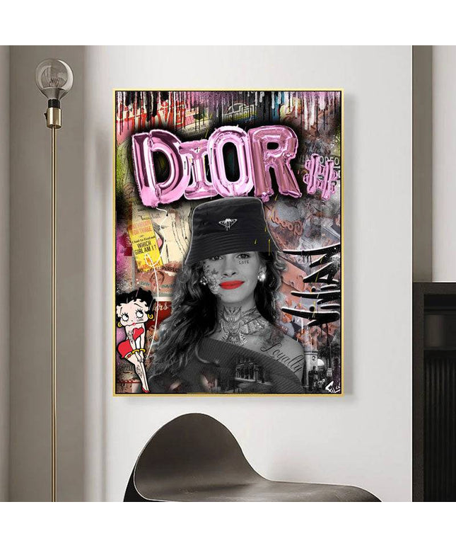 Dior Graffiti Wall Art - Chic & Stylish Canvas Print