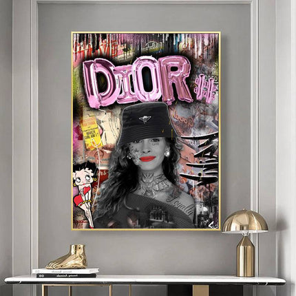 Dior Graffiti Wall Art - Chic & Stylish Canvas Print