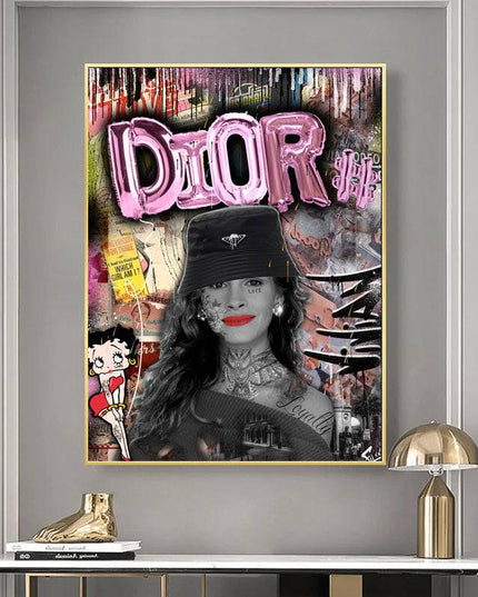 Dior Graffiti Wall Art - Chic & Stylish Canvas Print