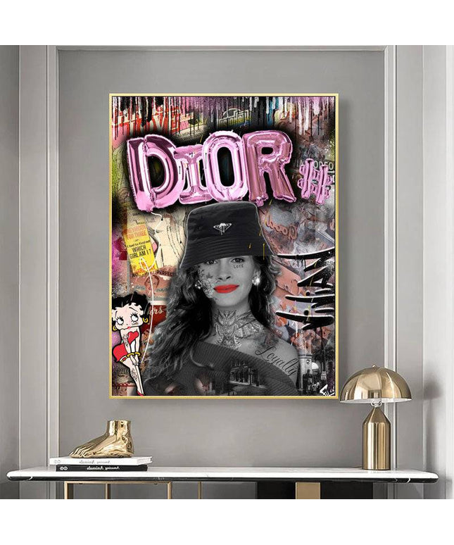 Dior Graffiti Wall Art - Chic & Stylish Canvas Print