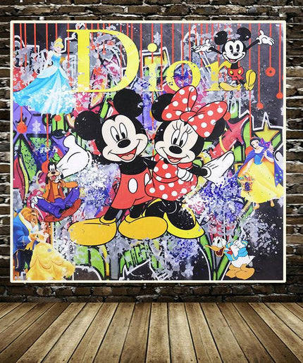 Disney Crossover: Mickey & Minnie & Friends in Dior Graffiti Print Wall Poster