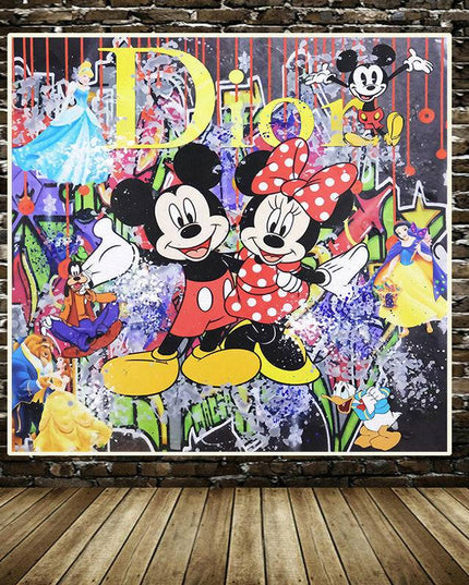 Disney Crossover: Mickey & Minnie & Friends in Dior Graffiti Print Wall Poster