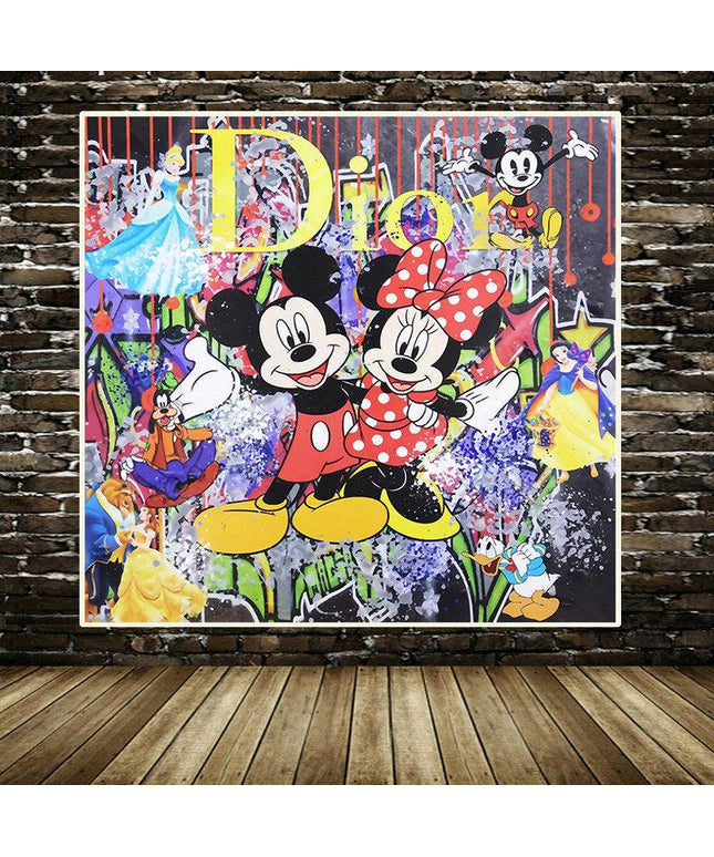Disney Crossover: Mickey & Minnie & Friends in Dior Graffiti Print Wall Poster