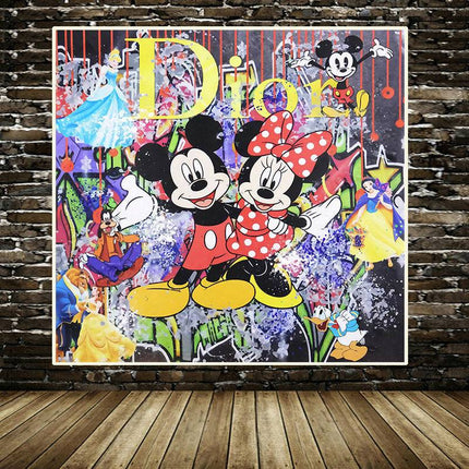 Disney Crossover: Mickey & Minnie & Friends in Dior Graffiti Print Wall Poster