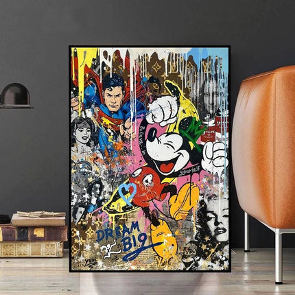 Dream Big Mickey Mouse and Friends - Graffiti Pop Art Poster Wall Poster