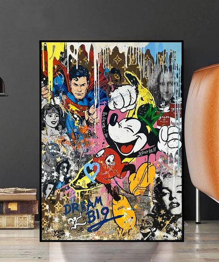 Dream Big Mickey Mouse and Friends - Graffiti Pop Art Poster Wall Poster