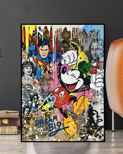 Dream Big Mickey Mouse and Friends - Graffiti Pop Art Poster Wall Poster