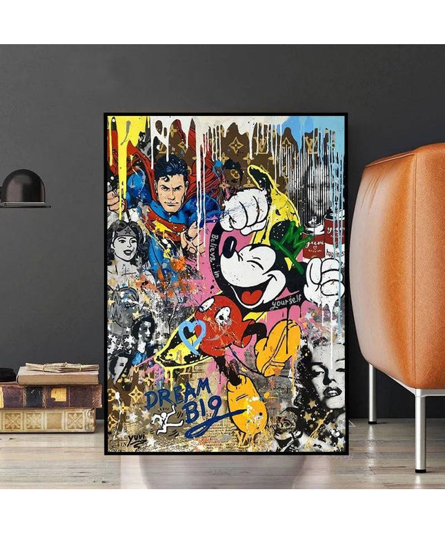 Dream Big Mickey Mouse and Friends - Graffiti Pop Art Poster Wall Poster