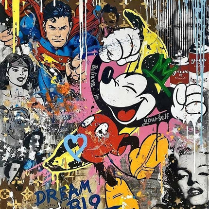 Dream Big Mickey Mouse and Friends - Graffiti Pop Art Poster Wall Poster