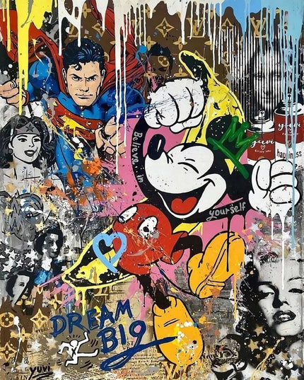 Dream Big Mickey Mouse and Friends - Graffiti Pop Art Poster Wall Poster