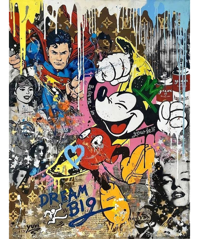 Dream Big Mickey Mouse and Friends - Graffiti Pop Art Poster Wall Poster
