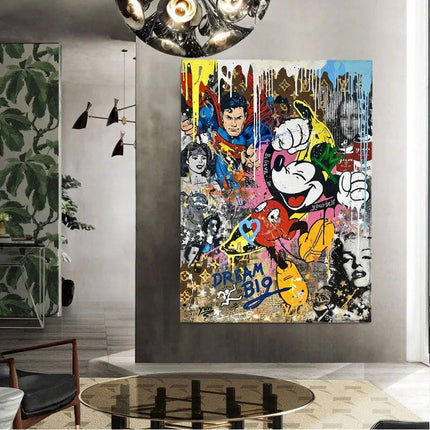 Dream Big Mickey Mouse and Friends - Graffiti Pop Art Poster Wall Poster