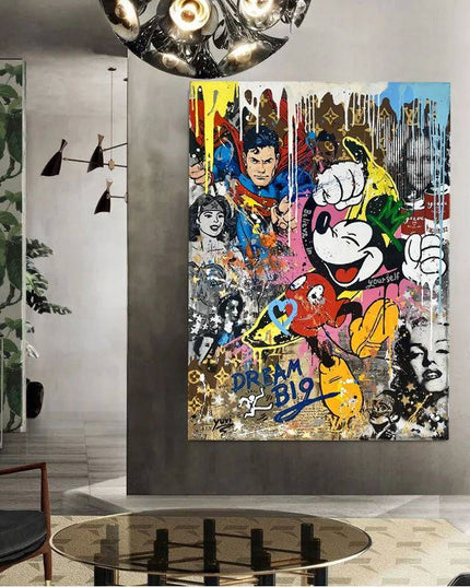 Dream Big Mickey Mouse and Friends - Graffiti Pop Art Poster Wall Poster