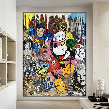 Dream Big Mickey Mouse and Friends - Graffiti Pop Art Poster Wall Poster