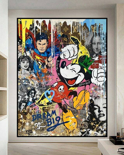 Dream Big Mickey Mouse and Friends - Graffiti Pop Art Poster Wall Poster